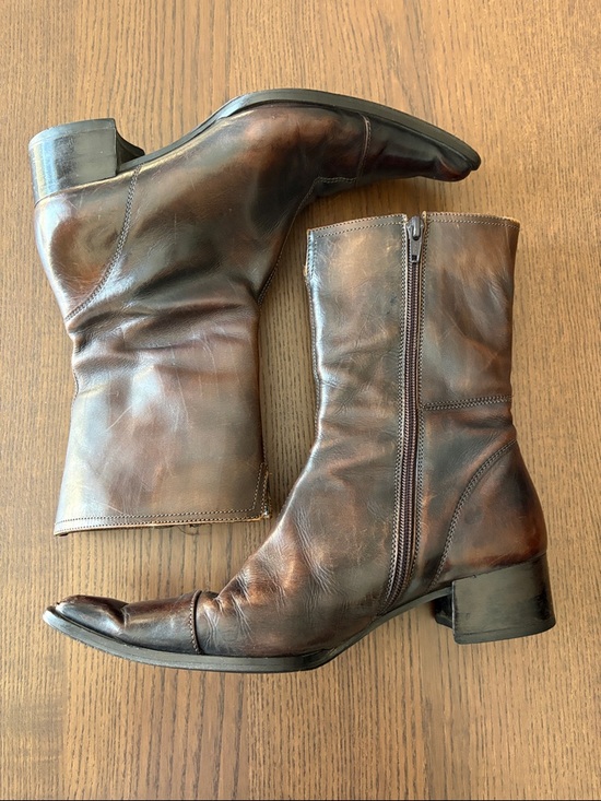 Pegabo Shoes - VINTAGE PEGABO - Made in Italy Brown Leather Mid-Calf Zip Boots